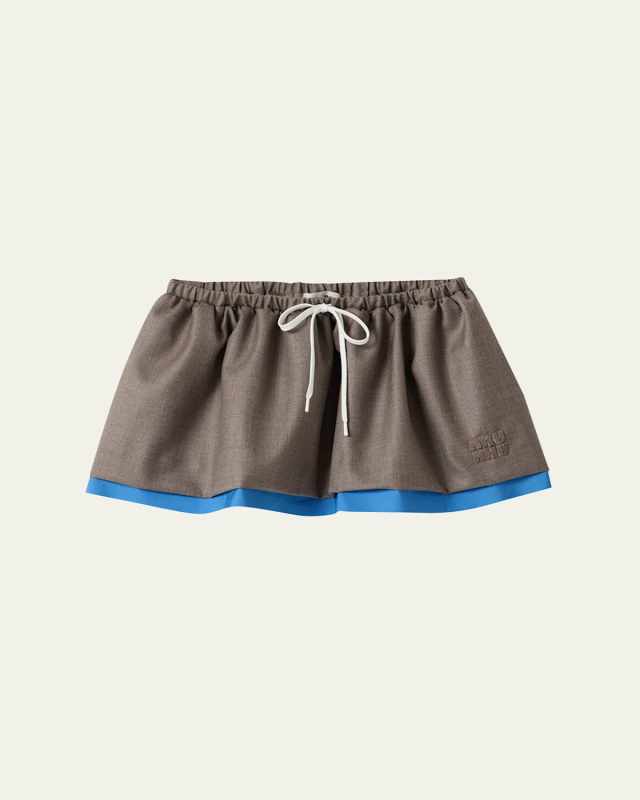 Gabardine & Poplin Drawstring Mini Skirt